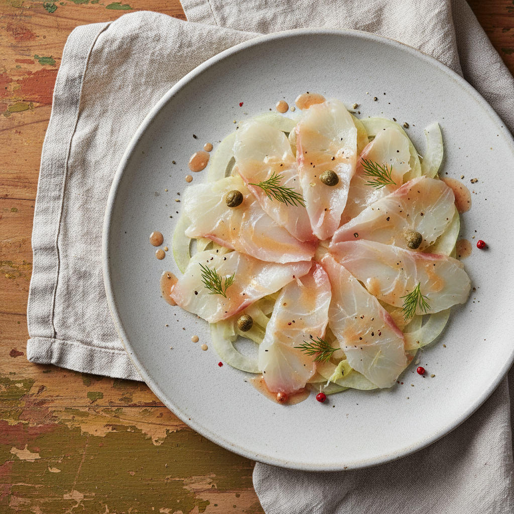 Filetto di Orata Cruda Marinata al Lime e Fruit Blend