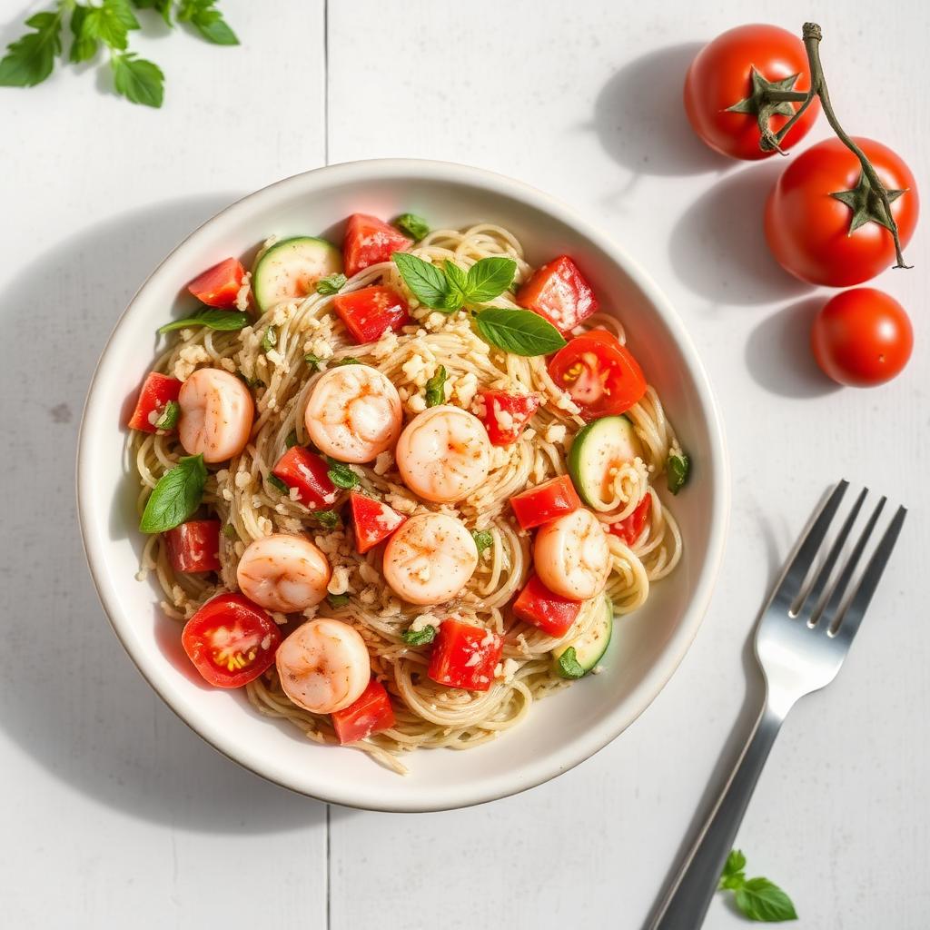 Insalata di Farro e Orzo con Gamberetti e Essentials Capsules