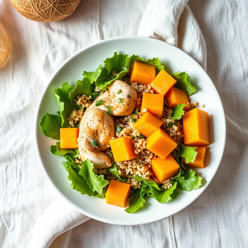 Insalata di Pollo, Melone e Crudité al Frutta e Verdura