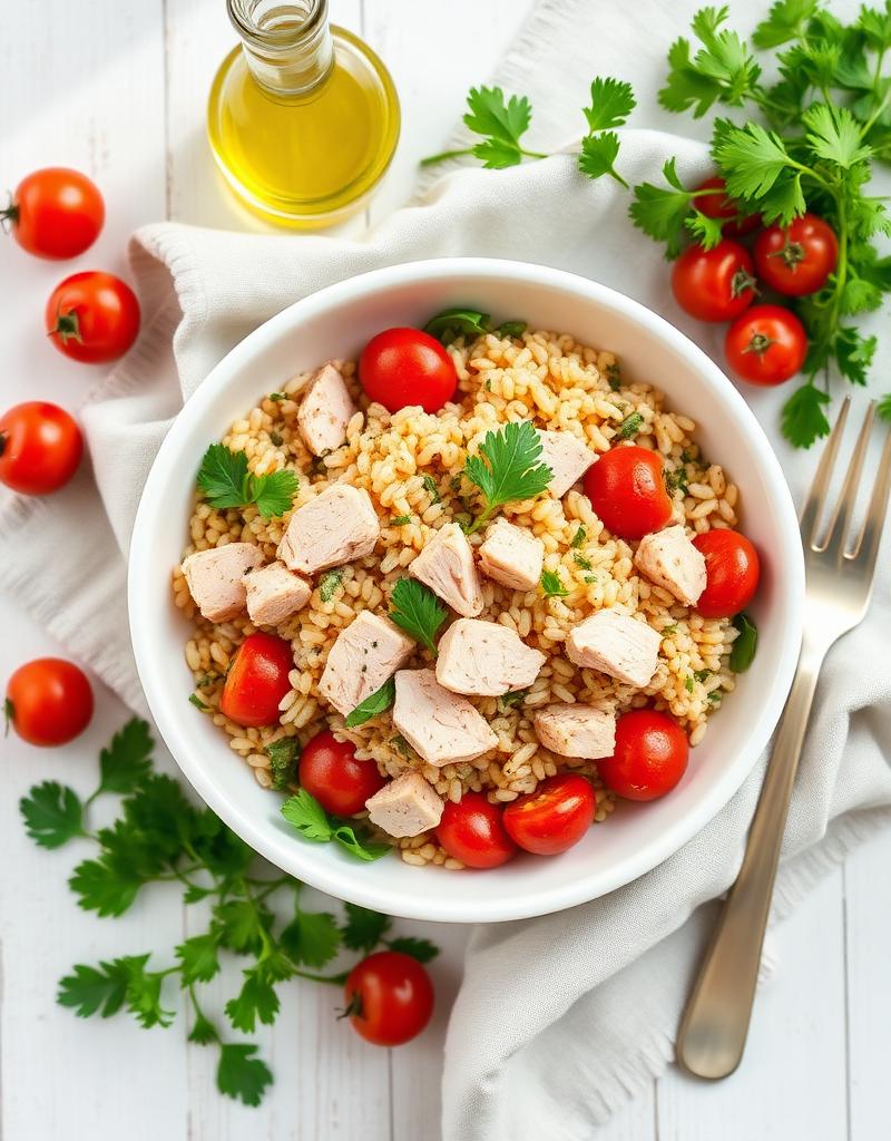 Insalata Fredda di Tacchino, Farro e Pomodorini all'Omega Blend