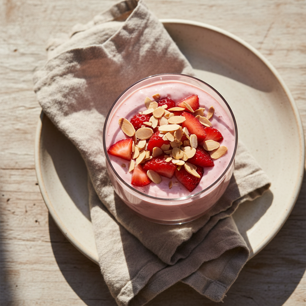 Mousse Cremosa di Yogurt Greco, Fragole e Fruit Blend