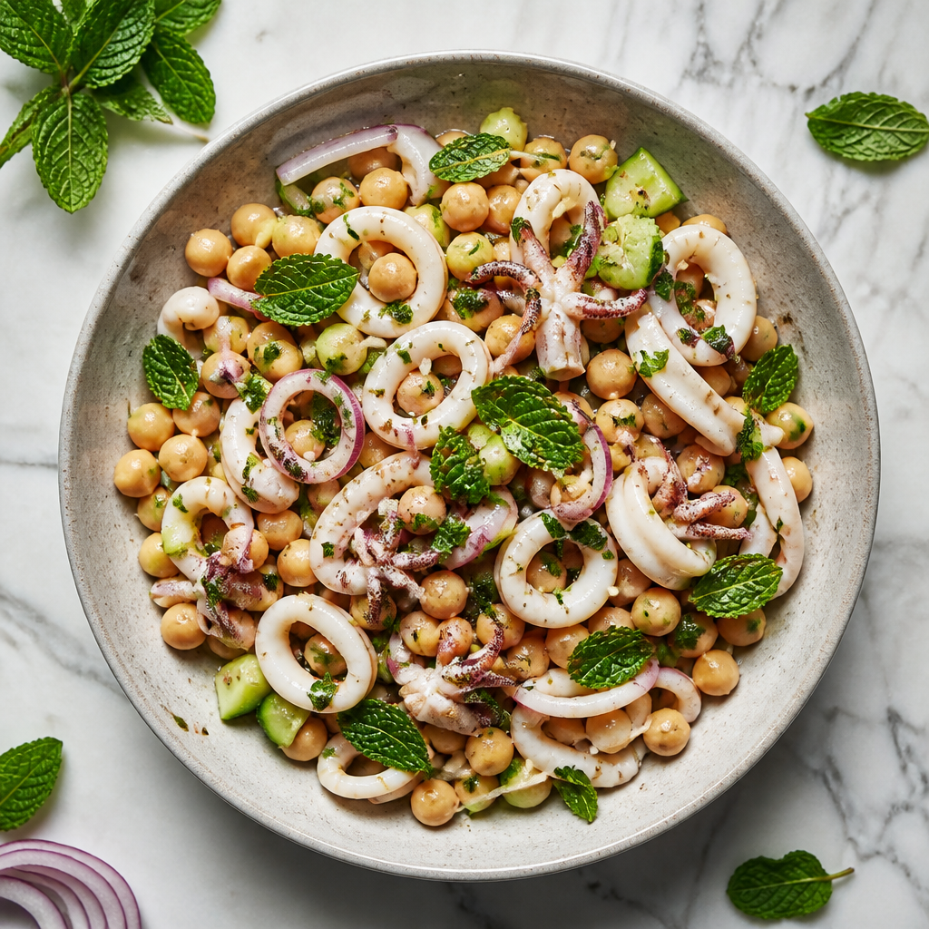 Insalata Fredda di Ceci e Calamari alla Menta