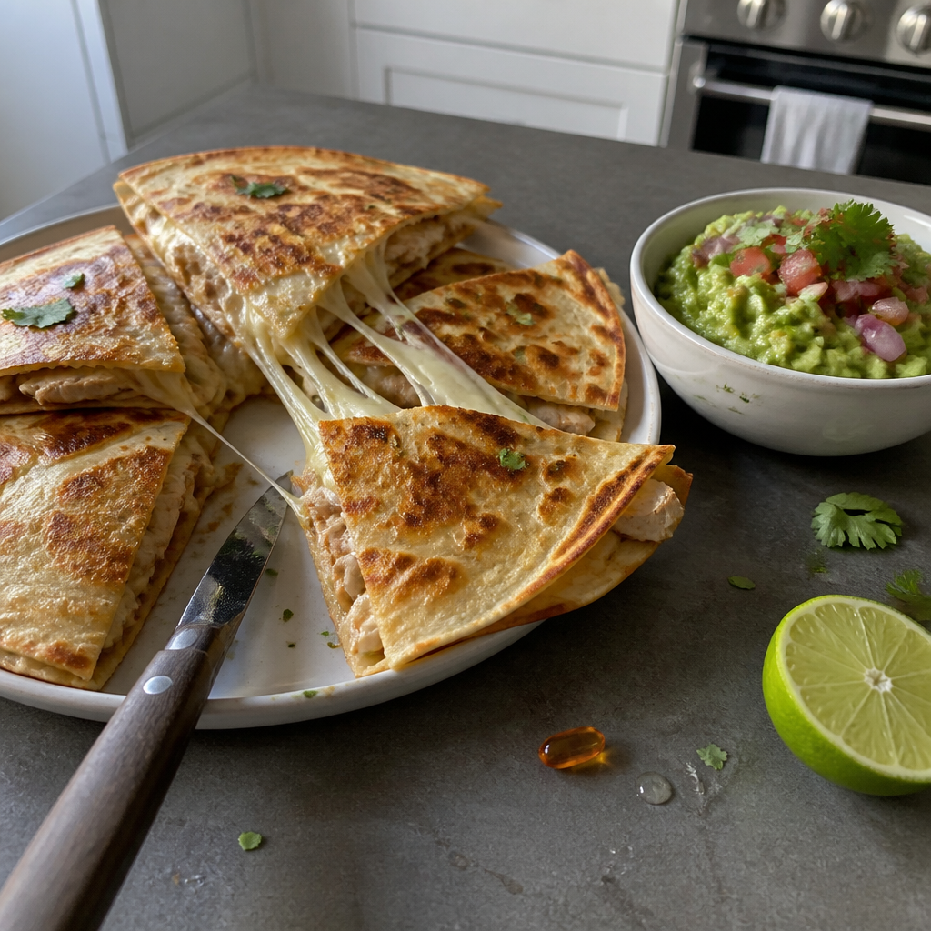 Crispy Quesadilla Filante con Guacamole Funzionale ad Alto Assorbimento