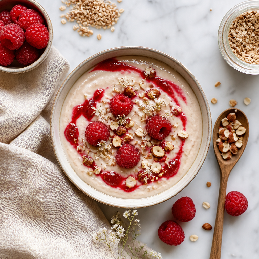 Crema Fredda di Riso Integrale ai Lamponi Estivi