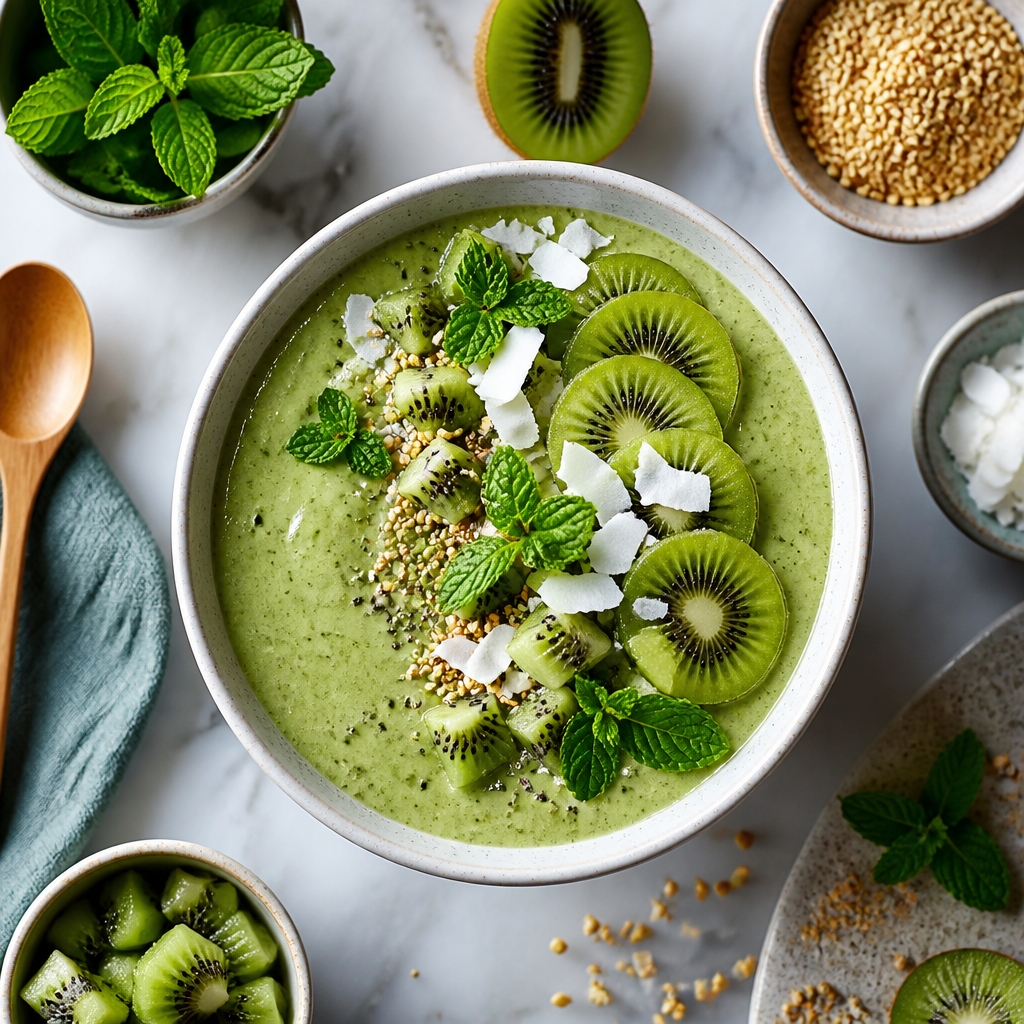Smoothie Bowl alla Menta, Kiwi e Complete Vaniglia