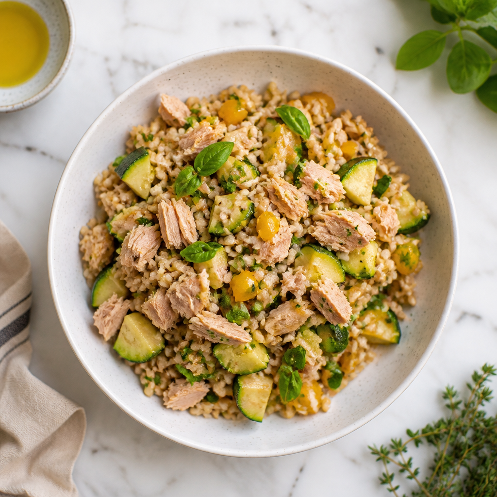 Insalata di Riso Integrale Fredda con Tonno e Zucchine all'Omega+ Blend