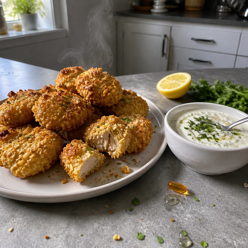 Nuggets Dorati Super Crunch con Salsa Ranch Funzionale all'Omega+