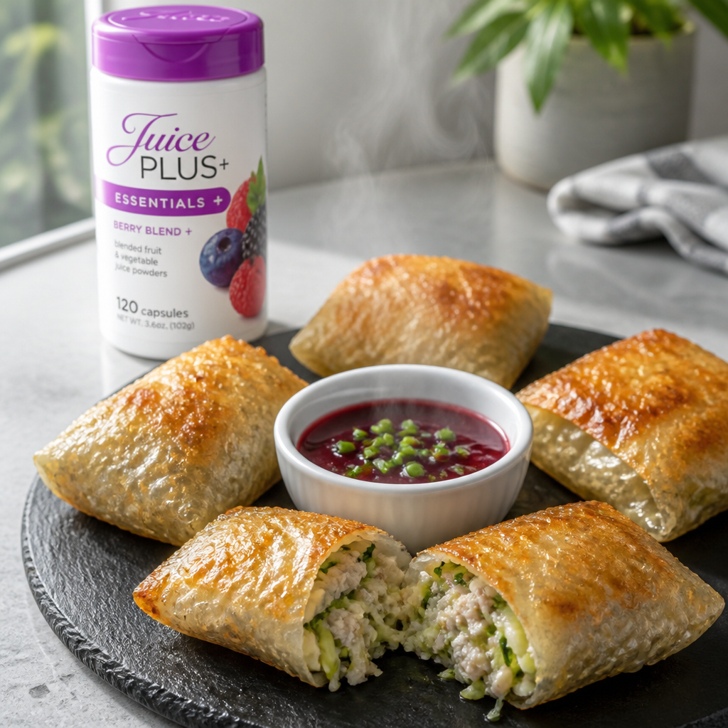 Crispy Rice Paper Dumplings in Friggitrice ad Aria con Dip Agrodolce ai Frutti di Bosco